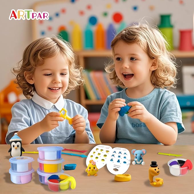 ARTPAR Air Dry Clay Kit for Kids-12 Animals Modeling Magic Clay,DIY Art Crafts Molding Clay Set,Ultra Light & Soft, Safe & Non-Stick with Sculpting Tools & Tutorials, Unique Gifts for Boys & Girls
