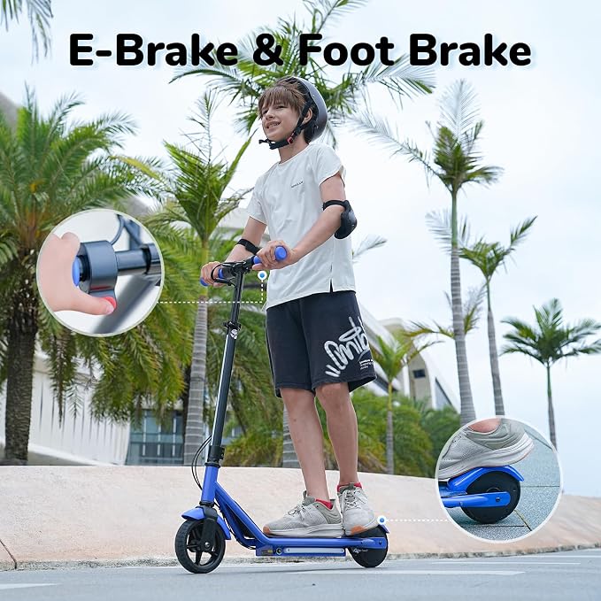 iScooter IK3 Serious Electric Scooter for Kids Aged 6-12, 3/6/10MPH Speed, Dual Brake System, 3 Heights (IK3Pro), Magnetic Charging, Colorful Lights, LED Display, 150W Motor Kids Scooter