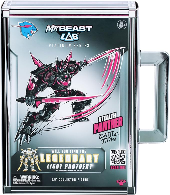 MRBEAST LAB Platinum Series 6” (15.3cm) Stealth Panther Battle Titan Collector Figure, Extreme Detailing, Premium Packaging, 35 Points of Articulation, Will You Discover A Legendary Light Panther?