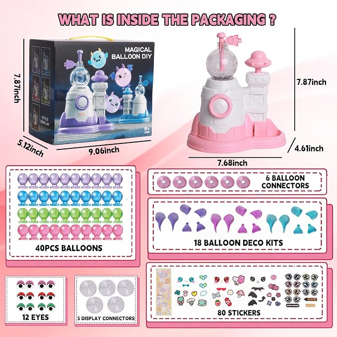 Yuuloiya Balloon Animals Kit with Pump DIY Balloon Animal Kit Funny Balloons Inflator Toy Sticky Balloons Craft Kit for Ages 6+