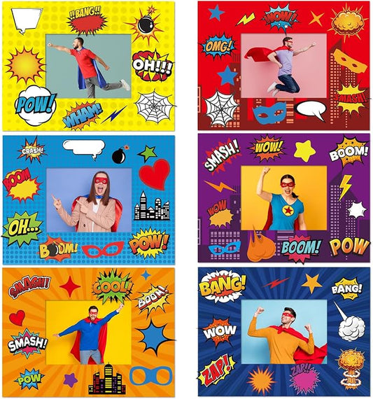 chiazllta 30 Pack Super Theme Hero DIY Picture Frame Craft Kit Fashion Hero DIY Photograph Craft Hero Stickers for Hero Art Craft Home Game Activities
