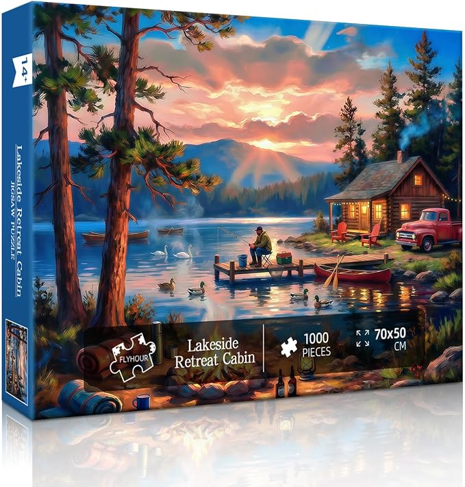 Lakeside Retreat Cabin Puzzles for Adults 1000 Pieces,Impossible Hard Difficult Challenging Jigsaw Puzzles for Adults 1000 Pieces,Puzzle with Letters on Back,Recycled Paper Jigsaw Puzzle(27.6"x19.7")