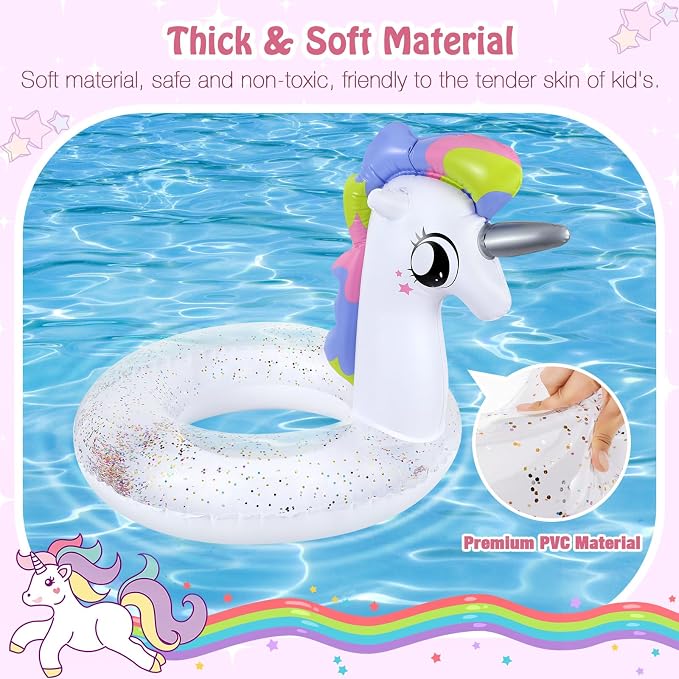 Moko Inflatable Swimming Rings, Pool Floats Swim Tubes Rings Round Shape Cute Cartoon Design Beach Water Lounge Inflatable Raft Party Supplies for Kids