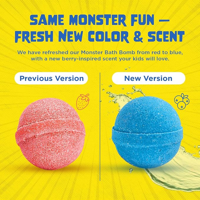 Poke Monster Bath Bomb for Kids with Surprise Toys Inside (1 Pack) - Large Bubble Bath Bombs for Boys & Girls - Skin-Safe, Made in USA, Birthday Gift for Kids by Two Sisters
