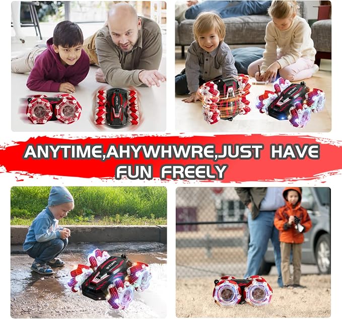 Gesture Sensing RC Stunt Car, 4WD Remote Control Cars, Cool Lighting and Music, Double-Sided Rotating Off-Road Vehicle 360° Flipping Car, Present for Boys and Girls Aged 6-12