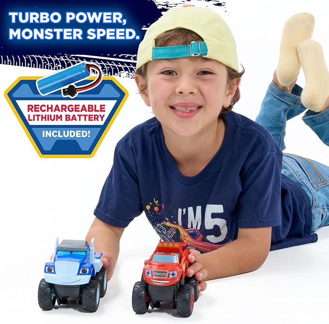 Blaze and Crusher Monster Turbo Truck Rechargeable 1:24 Racers Toy - Blaze and the Monster Machines Christmas & Birthday Gifts for Kids, Boys, and Girls 3-8