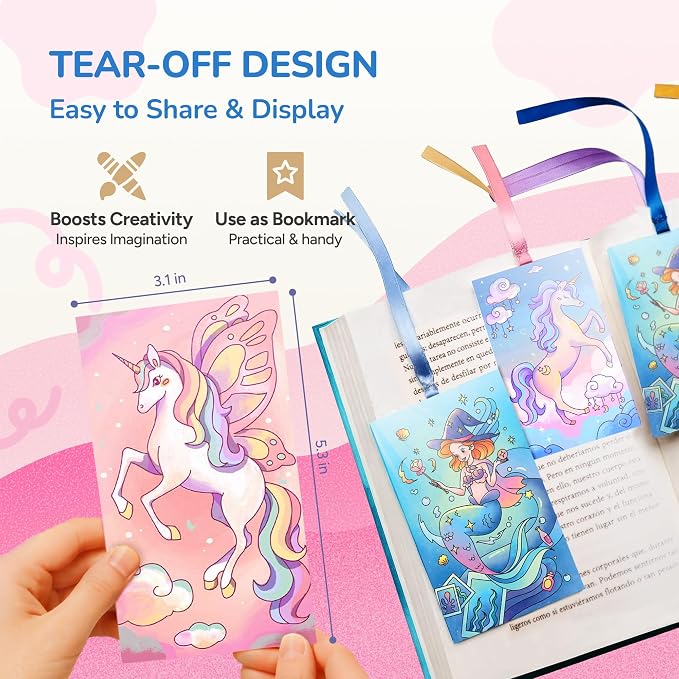 JoyCat 3 Pack Pocket Paint with Water Coloring Books for Kids, Art & Craft Activity Toy Set, Creative Travel & Home Painting Kit, Gifts for Girls & Boys Ages 3-8 (3 Pack - Magical Pony & Ocean Princess & Animals)