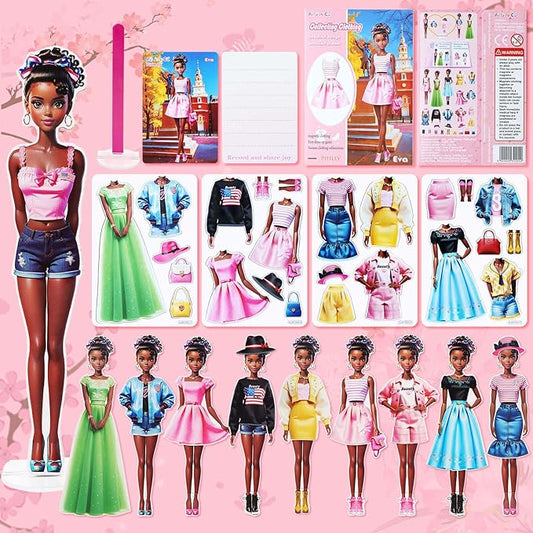 PainZieteg Magnetic Dress Up Dolls, Magnetic Princess Dress Up Paper Dolls, Magnetic Dress Up Dolls for Girls Ages 4-10 Learning Created Imagine Set Birthday Gift (Eva)