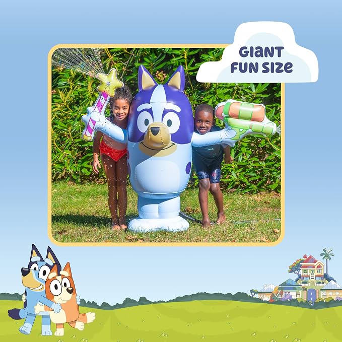 BLUEY Sprinkler for Kids, 48” Inflatable Water Sprinkler Toy for Summer Outdoor Fun, Lawn Sprinkler Toy and Bluey Party Decoration for Kids
