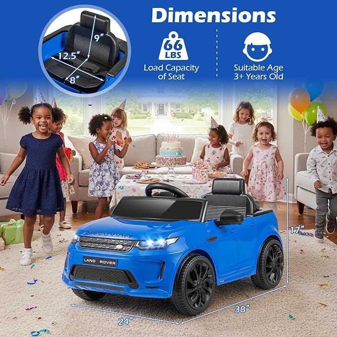 Costzon Ride on Car, Licensed Land Rover Discovery Sport Electric Vehicle, 12V Kids Car with Parent Remote Control, Music, Horn, Song, Gift for Aged 3+ (Blue, 38” x 24” x 17”(L x W x H))
