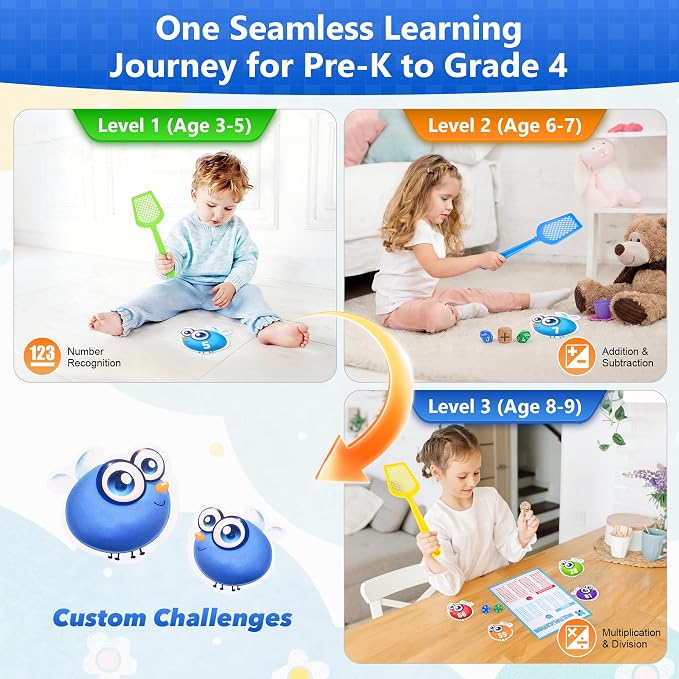 Math Swat Game for Kids, Addition Subtraction Multiplication Division, Number Recognition 1-100 Game, Math Manipulatives for Kindergarten 1st 2nd 3rd Grade, Homeschool Classroom
