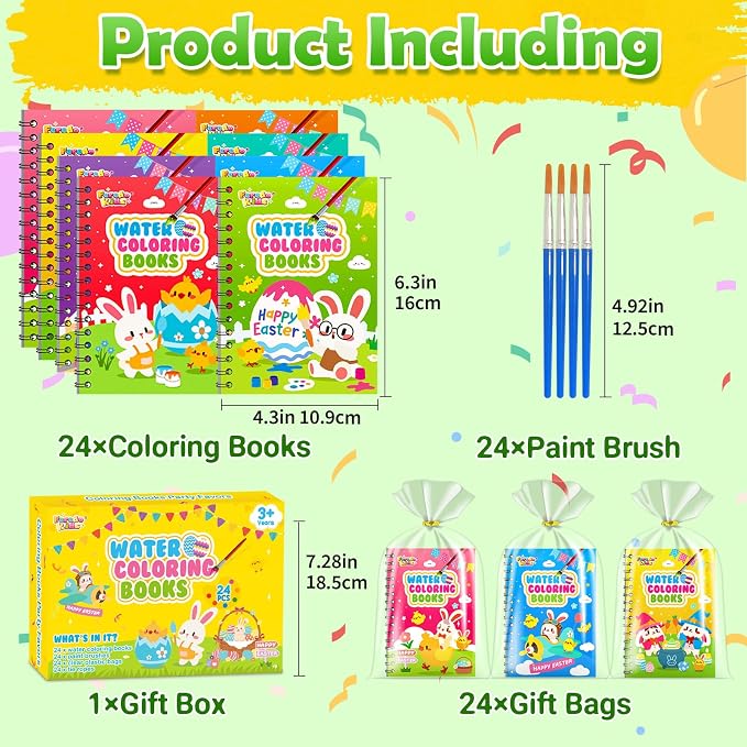 Easter Coloring Books Party Favors for Kids - 24 Pack Mini Water Coloring Books for Kids, Easter Basket Stuffers Students Classroom Gifts Bulk, Birthday Return Gifts Party Favors Bulk