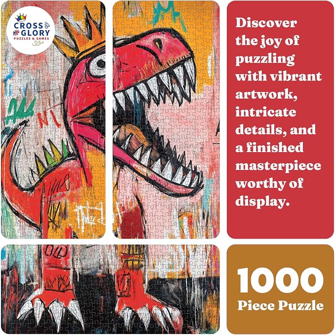 Cross & Glory - King Chompsalot - 1000 Piece Jigsaw Puzzle for Adults | Best New Dinosaur Puzzle | Prehistoric T-Rex Artwork | Challenging and Fun Puzzle Experience