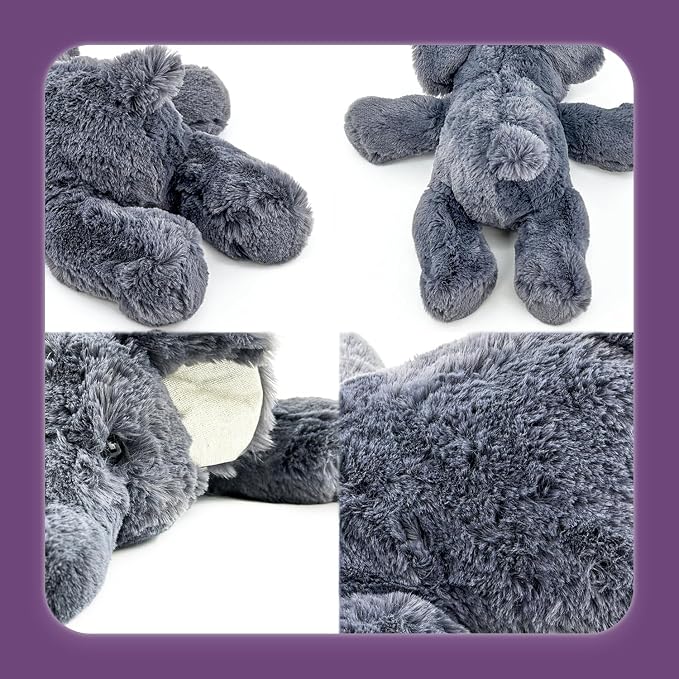 OSOCU® Microwavable & 1.8 LB Weighted Stuffed Animal - Grey Elephant Heating Pad with Lavender & Tourmaline - Soothing Warm Heatable Plush Toy for Menstrual Cramps, Muscle Aches, Shoulder Tension