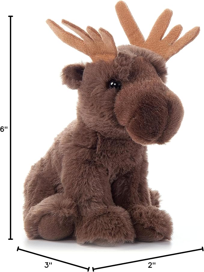 The Petting Zoo Moose Stuffed Animal Plushie, Gifts for Kids, Wild Onez Babiez Wildlife Animals, Moose Plush Toy 6 inches