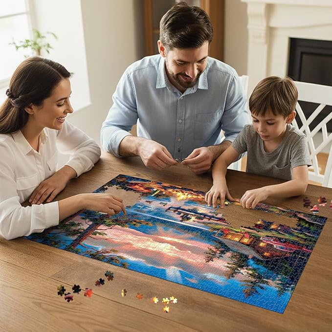 Lakeside Retreat Cabin Puzzles for Adults 1000 Pieces,Impossible Hard Difficult Challenging Jigsaw Puzzles for Adults 1000 Pieces,Puzzle with Letters on Back,Recycled Paper Jigsaw Puzzle(27.6"x19.7")