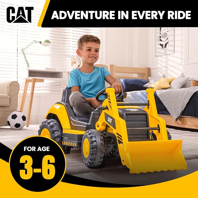 Kid Trax Kids Ride On Toys - 12V CAT Construction Toys for Boys w/Front Loader, Bulldozer, Excavator, Tractor Toy Truck, 2.5-5 mph, Indoor/Outdoor Play, Durable Ride On Car for Kids 3-6, Up to 66lbs