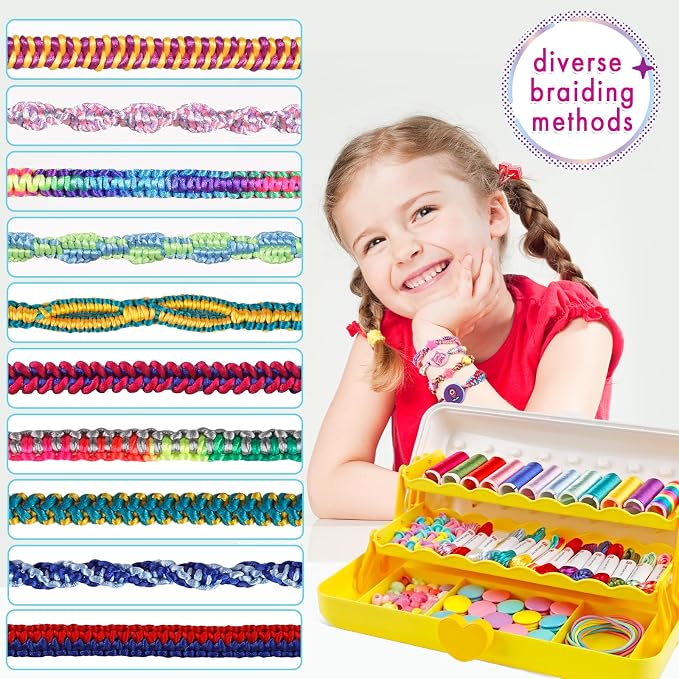 TingingYuli Friendship Bracelet Making Kit for Girls Ages 8-12, DIY String Bracelet Maker with 3-Layer Storage Box, Jewelry Making Kit Arts and Crafts Toy Gift for Kids Ages 6-12