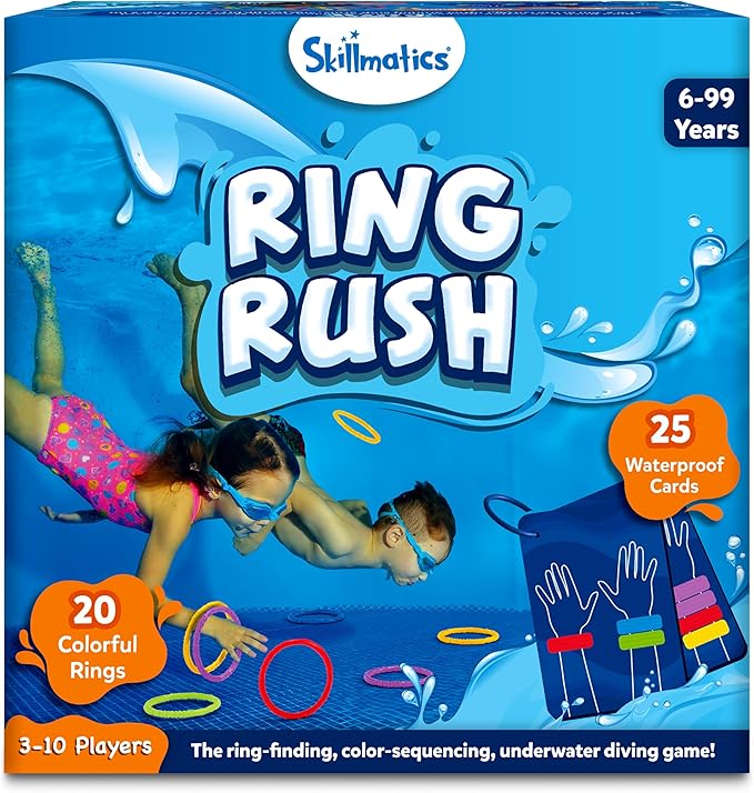 Skillmatics Ring Rush Diving Toys – Underwater Search & Find Game, Pool Diving Rings, Swimming Pool Toys for Kids, Summer Outdoor Water Games, Gift for Boys & Girls Ages 6, 7, 8, 9 & Up