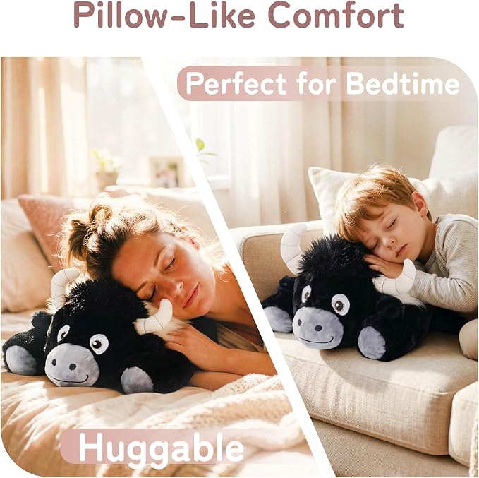 Niuniu Daddy 20" | 3.3 Pound HighIand Cow Weighted Plush Animals, Large Highland Cow Pillowfort Stuffed Lap Animal Toys for Kids Adults, Big Plushy Body Pillow for Gifts Birthday Christmas Holiday