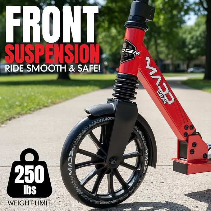 Kick Scooter for Kids, Teens & Adults - Lightweight Durable Frame, Smooth Ride, Sturdy Deck - Fun Rides for All Ages - Madd Gear