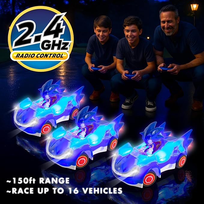 NKOK Sonic Glow Racer RC Car – Ready to Run 1/28 Scale Remote Control Vehicle with Light-Up Body