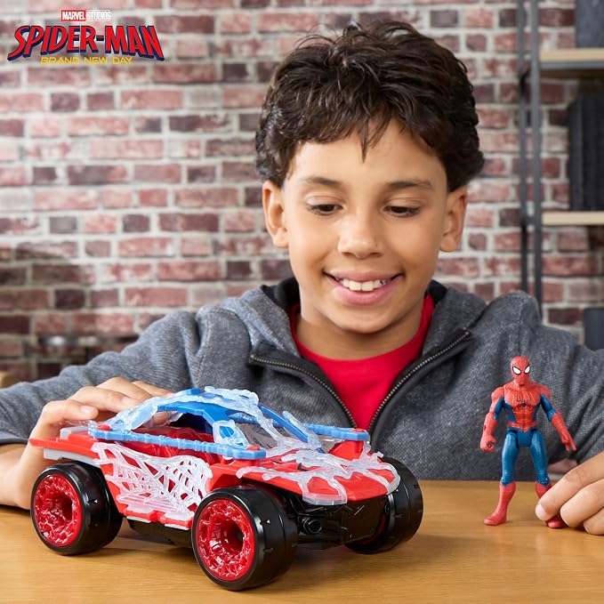 Marvel Studios Spider-Man: Brand New Day ActionVerse Stretch & Blast Buggy, 4.5-Inch Action Figure & Vehicle Toy Set, Super Hero Toys , Ages 4+
