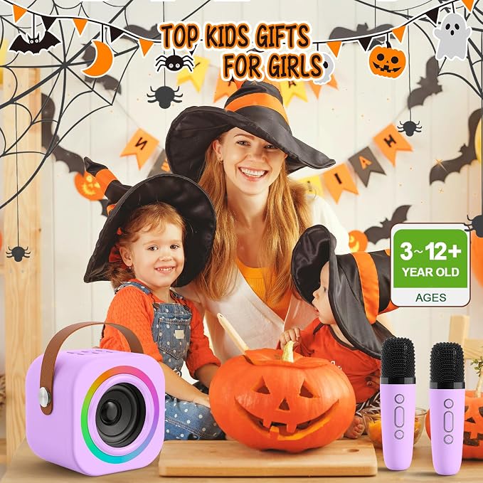 Mini Karaoke Machine for Kids with 2 Wireless Mics,TOP Singing Toys Birthday Gifts Ideas for Girls Ages 3,4,5,6,7,8,9,10,11,12+ Years Old,Great Gift Ages Girls,Boys Trend Party