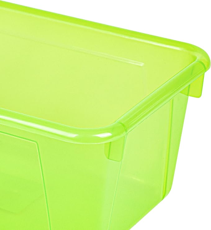 Storex Small Cubby Bins – Plastic Storage Containers for Classroom, 12.2 x 7.8 x 5.1 inches, Candy Green, 5-Pack (62477A05C)