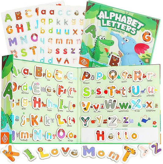 Upgrade Magnetic Letters Book for Kids, 78 PCS Magnetic Alphabet Letters, Uppercase & Lowercase ABC Magnets for Toddlers 1-3 Learning, Preschool Classroom Must Haves