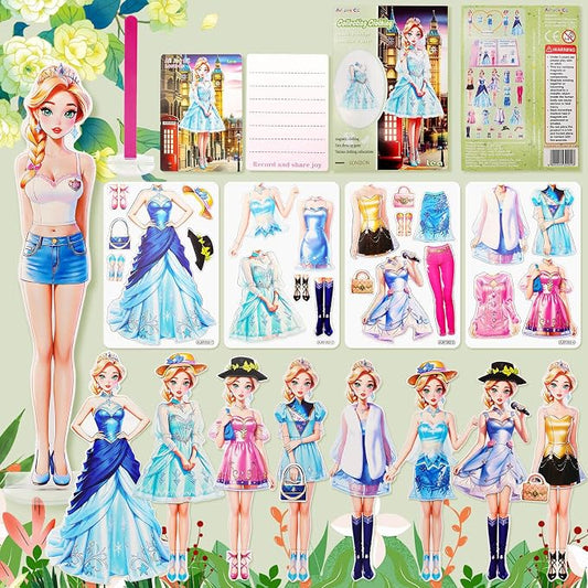 PainZieteg Magnetic Dress Up Dolls, Magnetic Princess Dress Up Paper Dolls, Magnetic Dress Up Dolls for Girls Ages 4-10 Learning Created Imagine Set Birthday Gift (Lea)