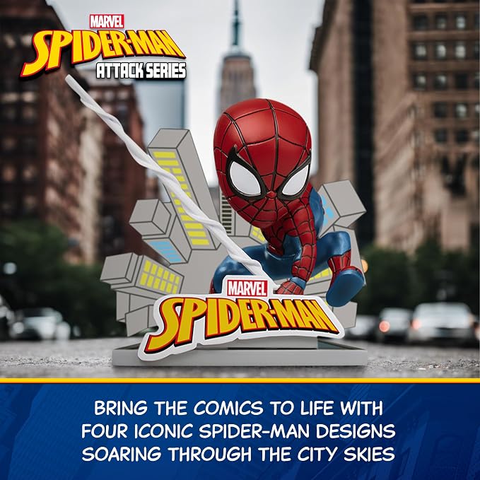 YuMe Spider Man Attack Action Figure - 3.5" | Single Pack Collectible Toy in Box | Official Licensed Marvel Merchandise | Gift for Marvel Superhero Fans & Collectors | Collect the Set | Durable Vinyl