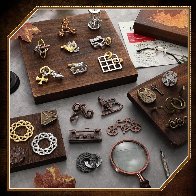 48 Pcs 3D Metal Puzzles Difficult Metal Brain Assortment for Adults Highly Hard Brain Iq Logic Test Disentanglement for Mind Challenge(Vivid Style)