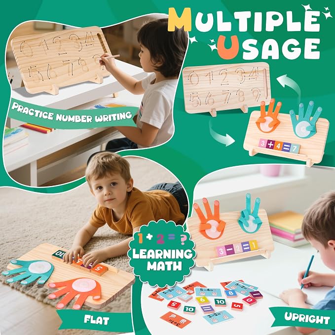 Hirger Montessori Learning Educational Toys for Kids 3 4 5 Year Old, Math Manipulatives Number Counting Blocks for Toddlers, Preschool Birthday Gifts for Boys Girls