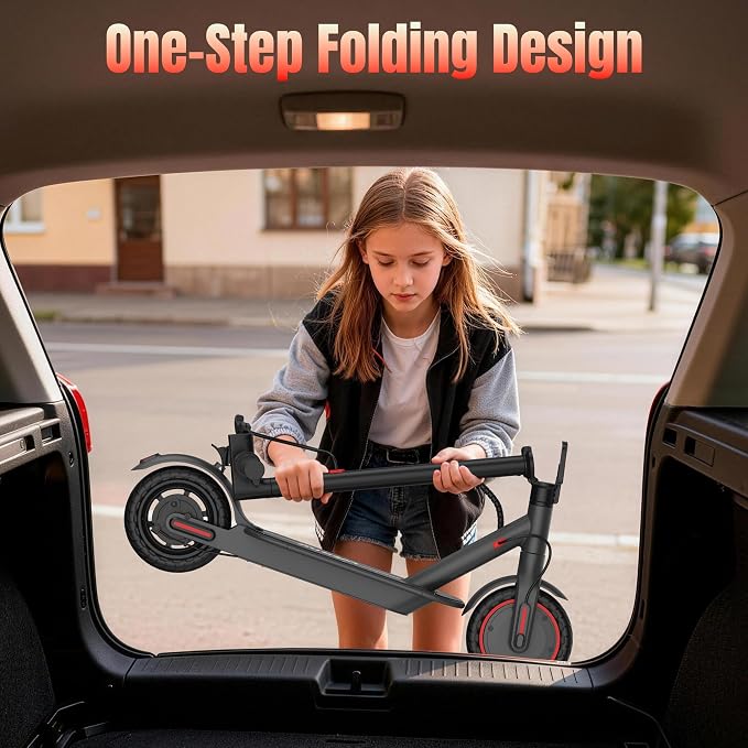 WERHY Foldable Kids Electric Scooter for Aged 6-10, 350W Motor, Max 12/16Miles Long Range, 19 MPH Max Speed, 8.5" Solid Tire, Lightweight Foldable E-Scooter with Dual Braking, Digital Display