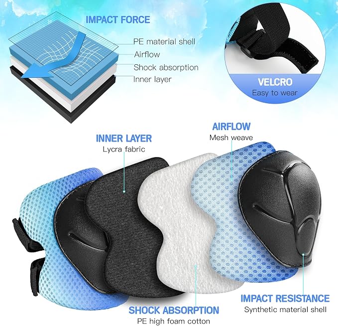 Wemfg Kids Protective Gear Set Knee Pads for Kids 3-14 Years Toddler Knee and Elbow Pads with Wrist Guards 3 in 1 for Skating Cycling Bike Rollerblading Scooter