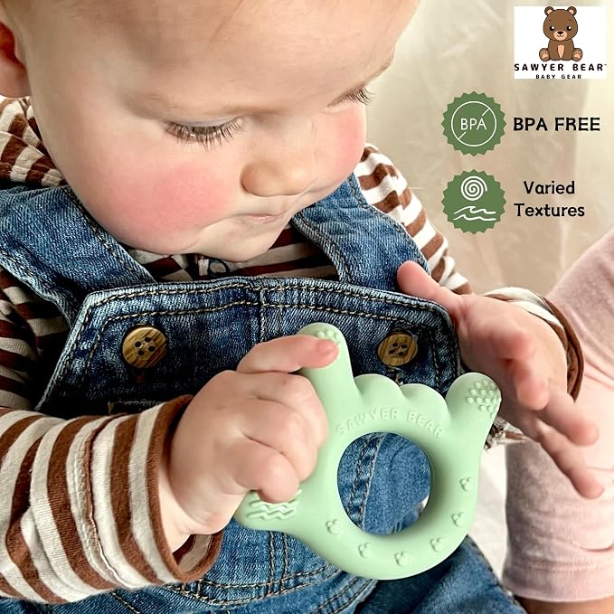 Silicone Hand Teether - I Love You Baby Teething Toy 0-12 Months | BPA - Free Toddlers Teething Relief | Massaging Teethers for Babies 3-6 Months | Infant Toy Teether 6-12 Months - Baby Gift
