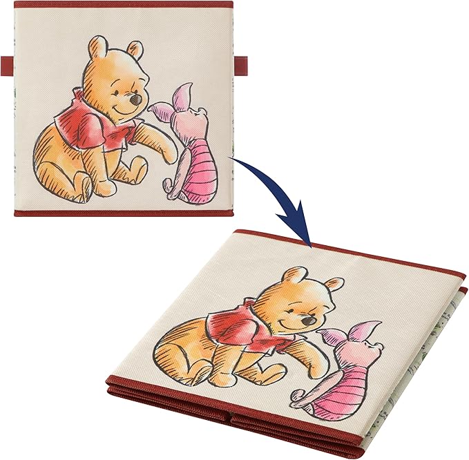 Disney Winnie the Pooh Storage Cubes, Set of 2 Fabric Storage Bins with Handles, 10x10 Collapsible Cube Organizer Baskets for Nursery, Kids Room, Playroom, Closet & Shelf Storage