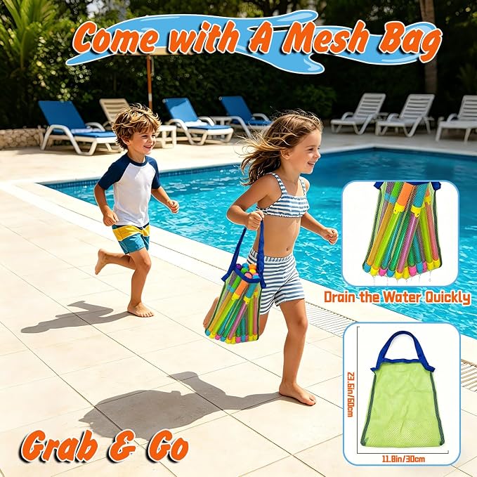 Water Guns with Mesh Bag, 18 Pack Long Range Water Blaster for Kids Adults (Up to 40 FT), Squirt Guns Pool Toys for Summer Outdoor Beach Party Water Fight Fun