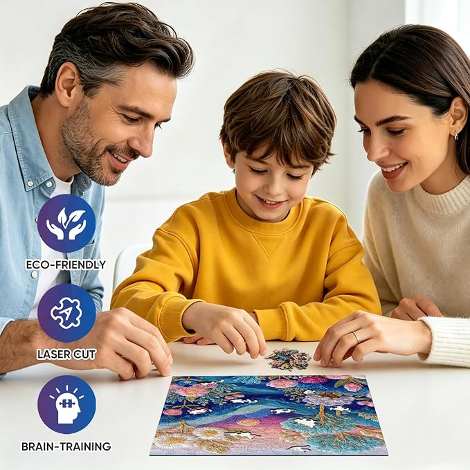Wooden Jigsaw Puzzles for Adults, 500 Pieces Embroidered Flower Landscape Art Puzzle, Unique Shaped Pieces, Challenging Nature Scenery Puzzles, 15.2" x 18.1"