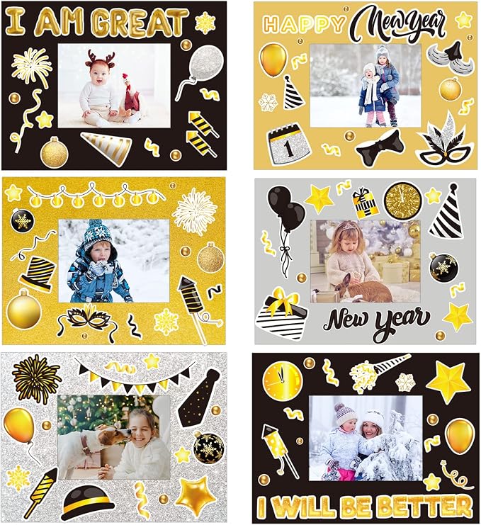 chiazllta 30 Packs Happy New Year Craft Kits for, 2026 New Year Picture Frame DIY Craft Art New Year Party Favor Decor Home Game Activities