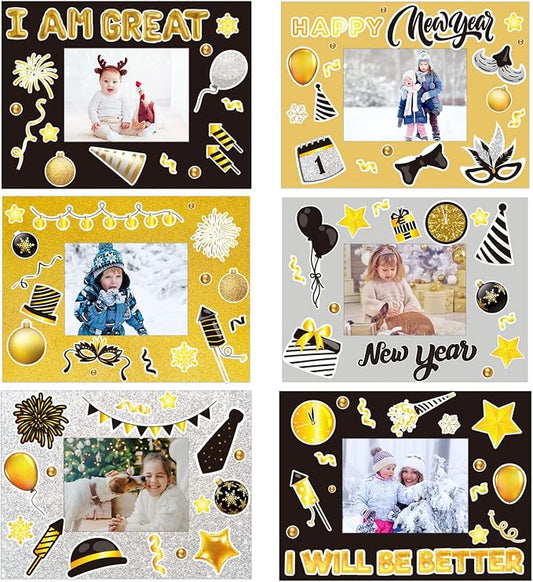 chiazllta 30 Packs Happy New Year Craft Kits for, 2026 New Year Picture Frame DIY Craft Art New Year Party Favor Decor Home Game Activities
