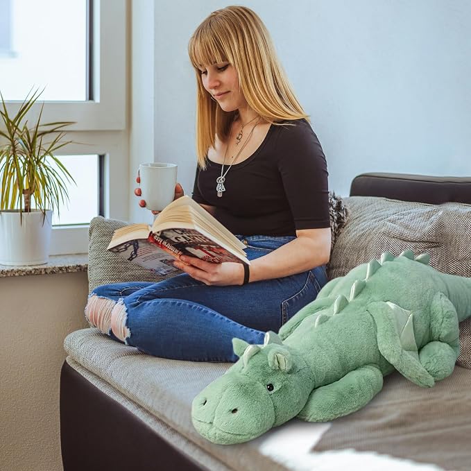 Pterosaur Stuffed Animal with Wings - Cute Soft Dinosaurs Plush Toys Little Flying Dragon Plushies Pillow Doll Christmas Birthday Gifts for Kids Boys Girls (Green,59.05inch/150cm)
