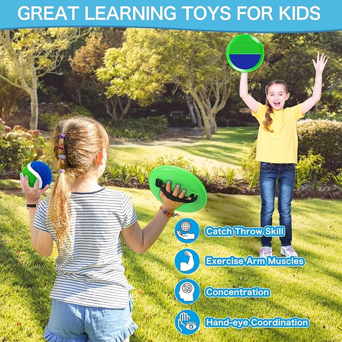 2 Packs Catch Ball Game Set, Outdoor Toys for Ages 3 4 5 6 7 8-12 Year Old Boy Girl, Summer Pool Beach Yard Backyard Camping Sports Play Toy Games for Toddlers Teens Adults Family Game, Birthday Gifts