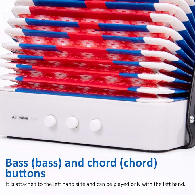 Horse Kids Accordion, 10 Keys Button Control Kid Accordions Musical Instruments for Child Children Toddlers Beginners Accordian Lightweight 7 key 3 Bass Mini Acordeón Toy Acordeones Para Miños White