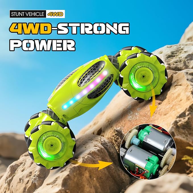 Gesture Sensing RC Stunt Car, Remote Control 2.4GHz 4WD Hand Controlled Car Toys for Boys and Girls Age 6-12, 360° Rotating Drift RC Cars with Lights and Music, Ideal Birthday and Christmas Xmas Gift
