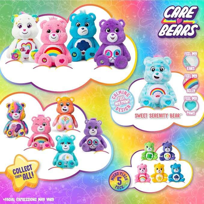 Care Bears 14” Grumpy Bear - Blue Plushie for Ages 4+ – Perfect Stuffed Animal Holiday, Birthday Gift, Super Soft and Cuddly – Good For Girls and Boys, Employees, Collectors