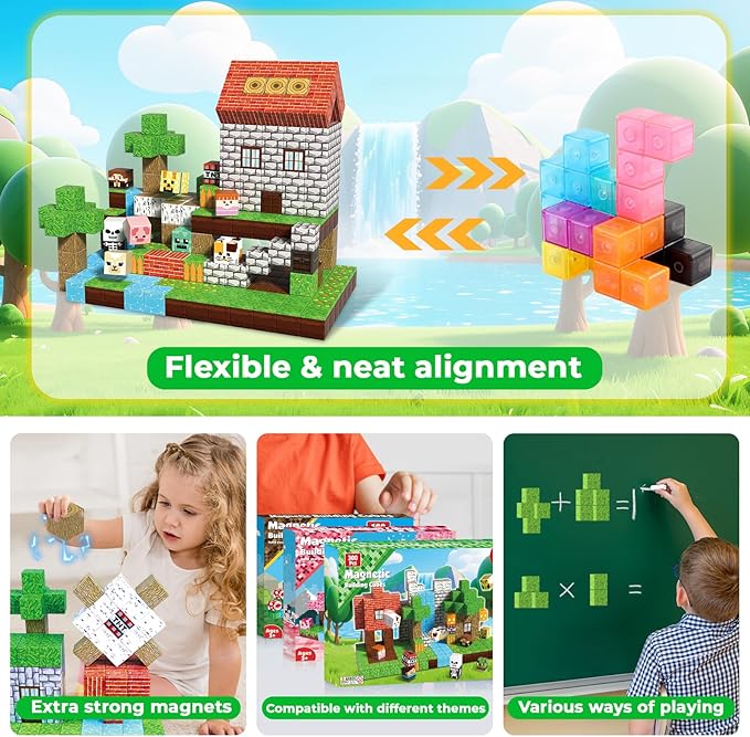 ToyUnited 300PCS Magnetic Blocks - Magnetic Building Blocks, Stacking Magnet Cubes Toys, STEM Montessori Sensory Game Toys for Kids Boys and Girls Ages 3 4 5 6 7 8 9 10+ Birthday Gifts