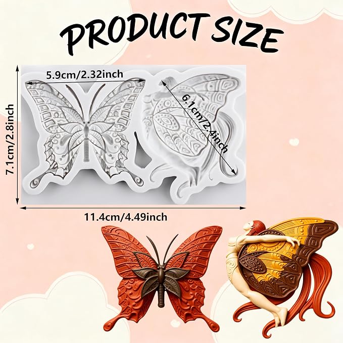 Butterfly Polymer Clay Molds Butterfly Fairy Silicone Mold for DIY Crafts Epoxy Resin Casting Polymer Clay Tools Craft Air Dry Jewelry Making