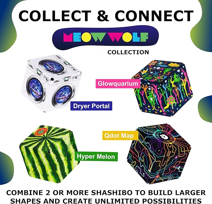 Shashibo Sensory Fidget Toy for Adults & Kids, Stress Relief Fidget Toy for Adults, Teens & Kids, Cool Fidget Toys for Desk, Classroom Must Have, Sensory Shape Shifting Cube, 100+ Possible Shapes